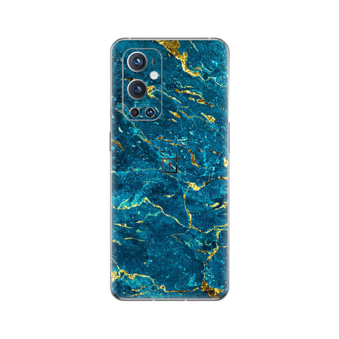 Blue And Gold Marble - Mobile Skin