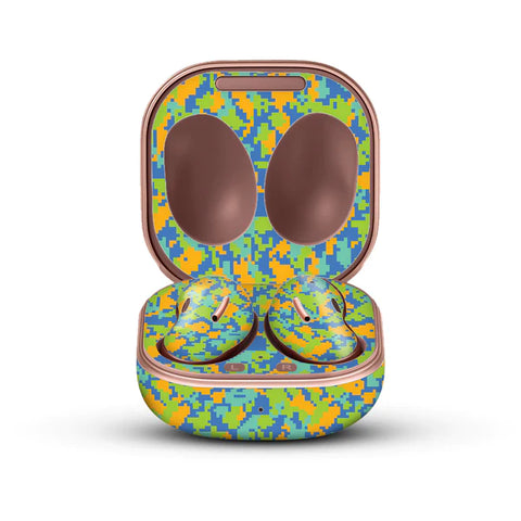 Blue Glitched Pattern Camo - Samsung Galaxy Buds Live Skin