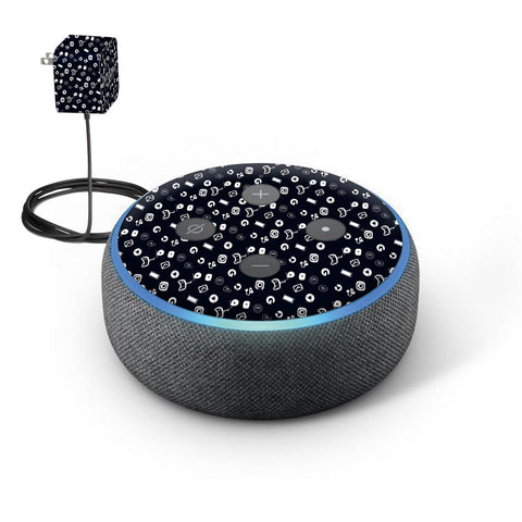 Icons Doodle Black - Amazon Echo Dot (3rd Gen) Skins