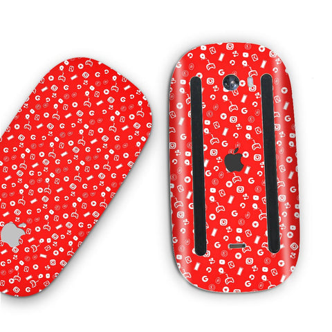 Icons Doodle Red - Apple Magic Mouse 2 Skins