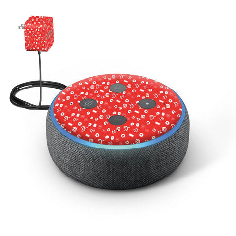 Icons Doodle Red  - Amazon Echo Dot (3rd Gen) Skins