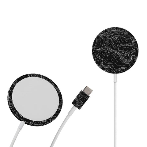 Topographic Black Map - Apple Magsafe Skin